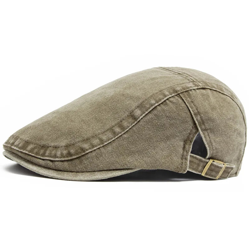 Casquette Plate en Jean Délavé - Style Rétro Américain