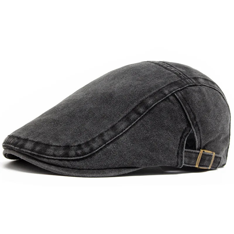 Casquette Plate en Jean Délavé - Style Rétro Américain