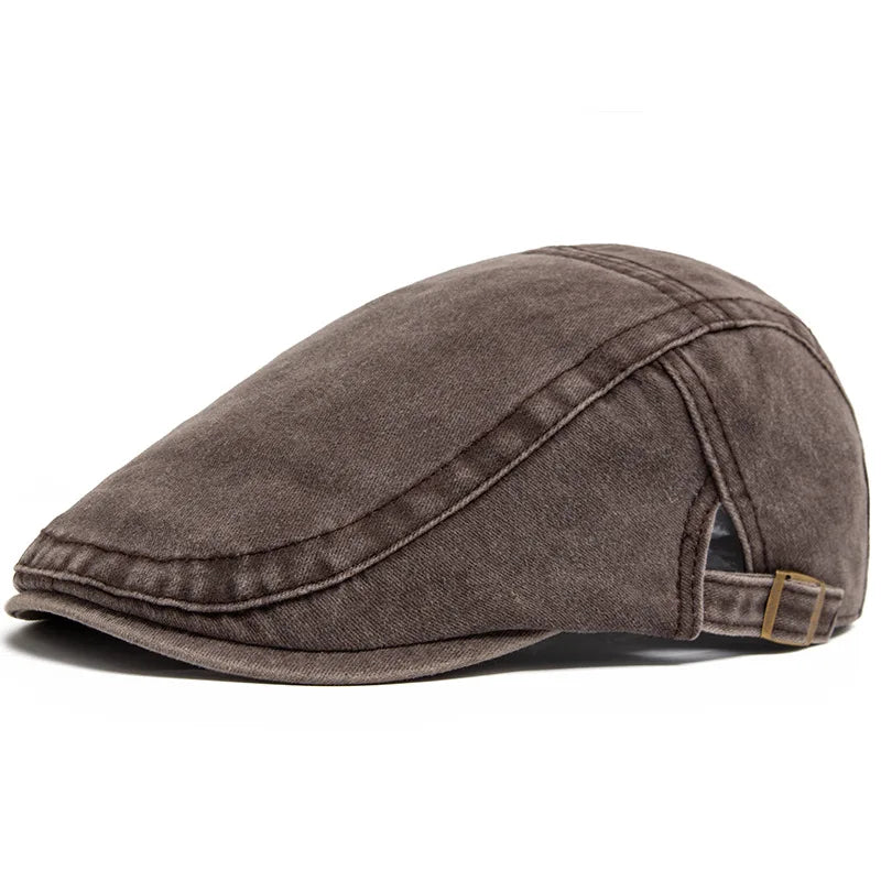 Casquette Plate en Jean Délavé - Style Rétro Américain