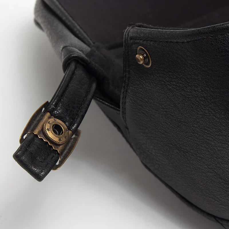 Casquette Plate en Simili Cuir - Style Vintage Anglais