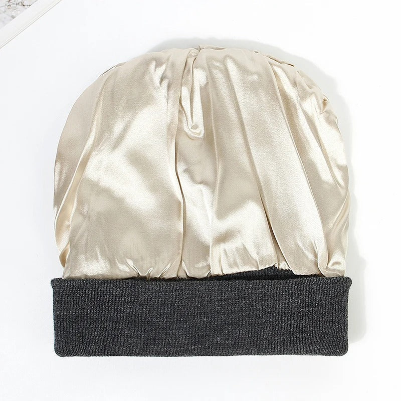 Bonnet Tricoté Doublure Satin